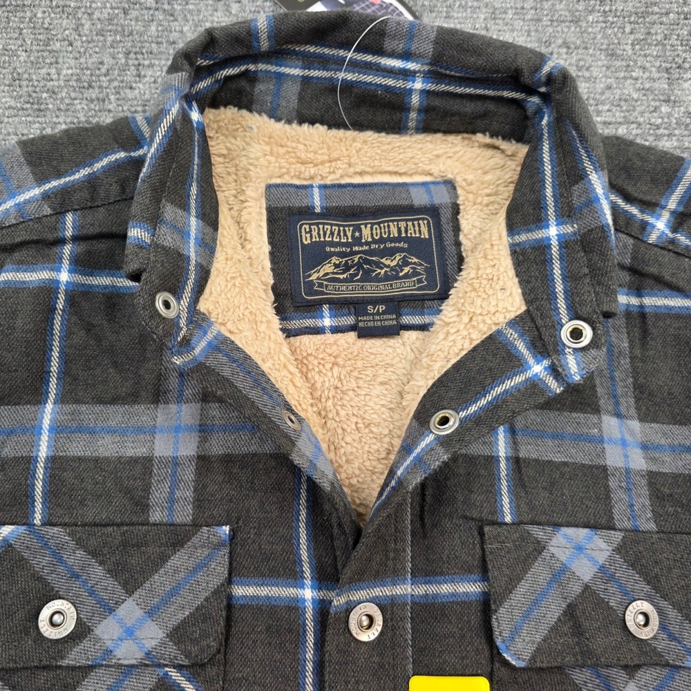 Grizzly Mountain Mens Flannel‎ Shirt Jacket Sherpa Lined Plaid Small S